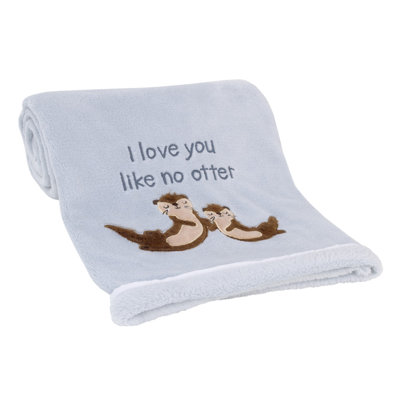 Zoomie Kids Arctic Adventure Light Blue and Tan I Love You Like No Otter Super Soft Applique Baby Blanket -  C4D19C4E4FE14870983F17766DD309E8