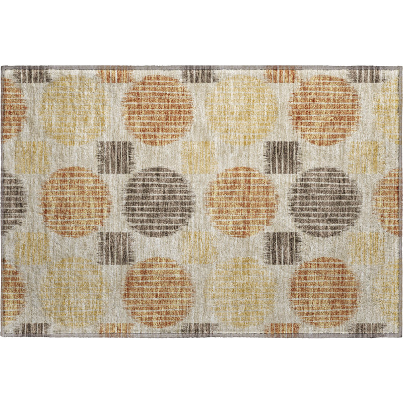 Premium Machine Washable Prisco Tan Rug, Rectangle 1'8" x 2'6"