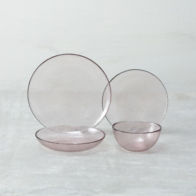 Los Cabos Glass Dinnerware 8" Salad Plate, Pink