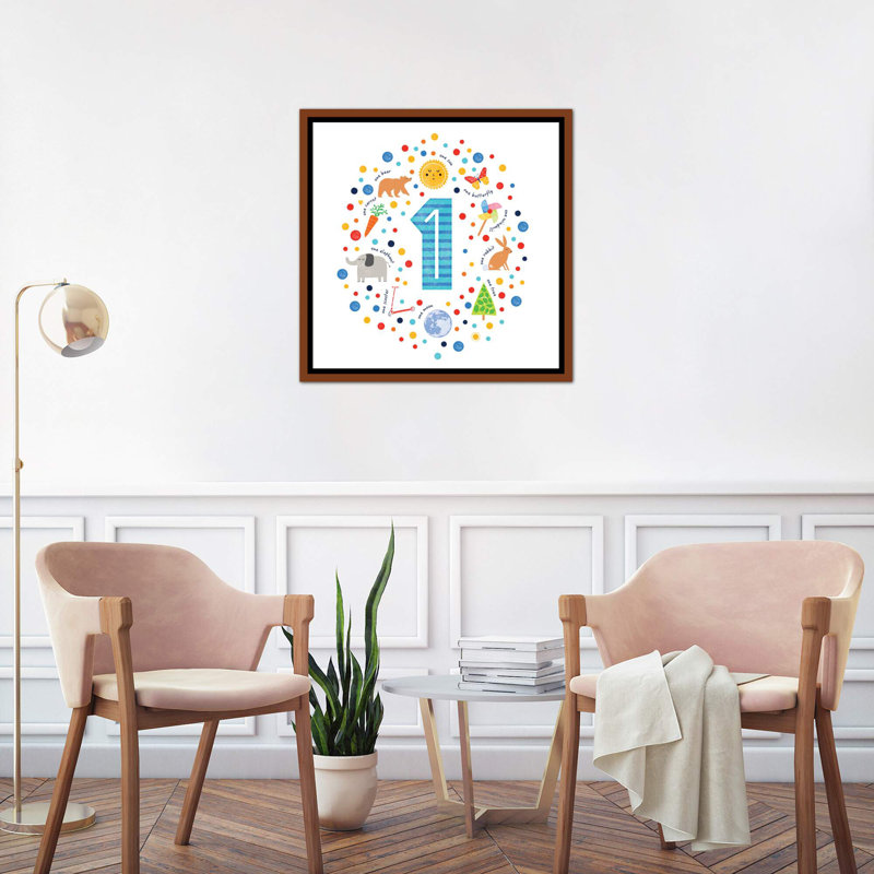 1 - Impression sur papier, H 26 po x l 26 po x P 1,5 po, Toile avec cadre brun, Pas de tapis