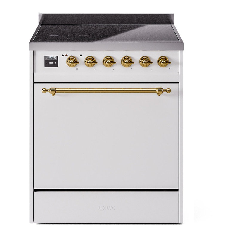 ILVE Nostalgie II 30 in Induction Range, White/Brass