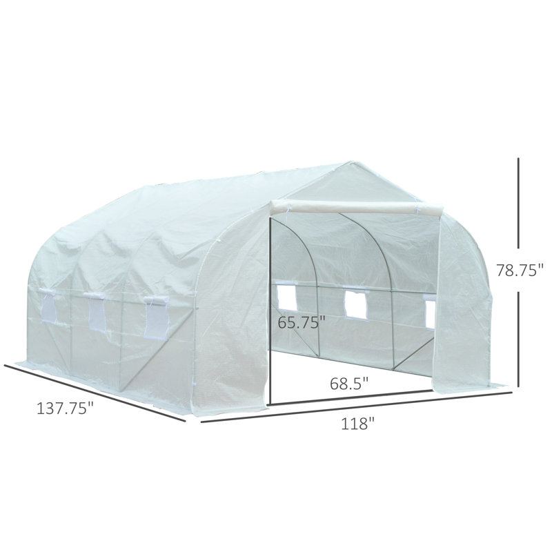 11.5' x 10' White Outdoor Walk-In Greenhouse with Steel Frame