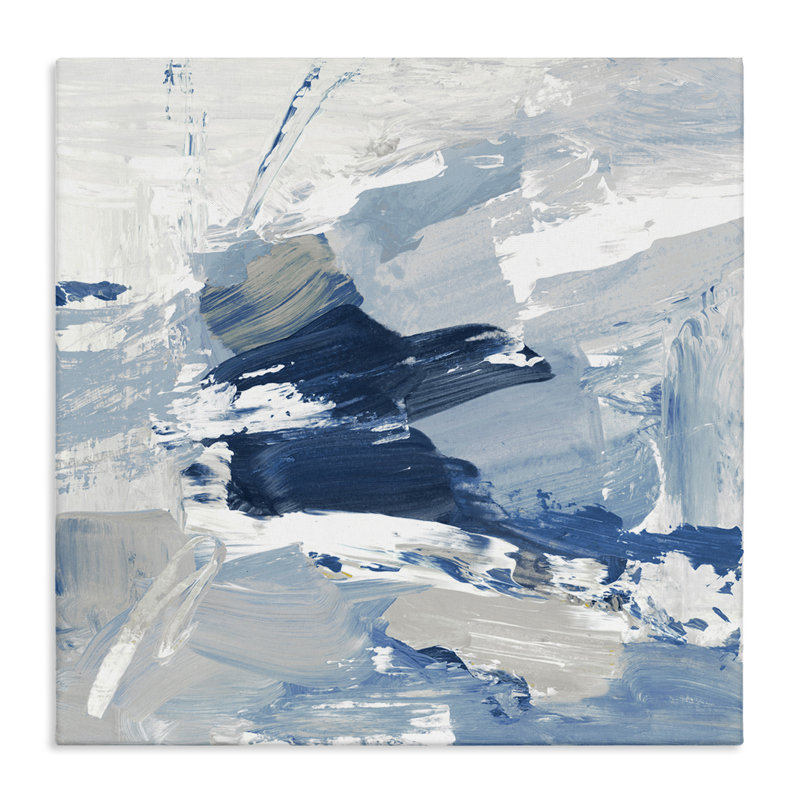 Abstrait bleu brossé, art mural sur toile par Lanie Loreth, H 36 po x l 36 po x P 1,5 po