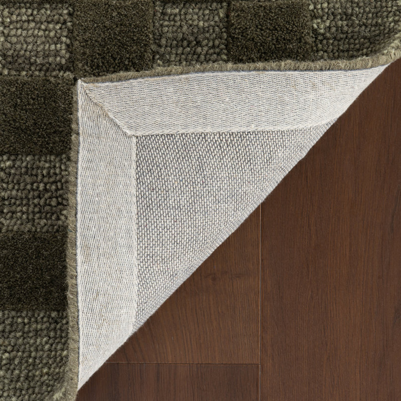 Linthea Modern Checkered Handmade Wool Rug, Rectangle 7'6" x 9'6"