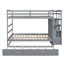 Lit superposé double au-dessus de double avec gigogne simple et escalier, gris-1749810475
