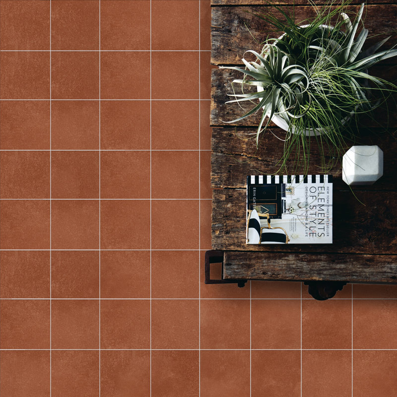 Literary License 6'' W x 6'' L Porcelain Concrete Look Singular Tile, Quarry Red