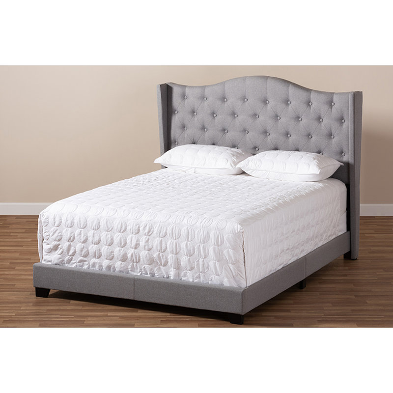Upholstered Platform Bed, King, Gray