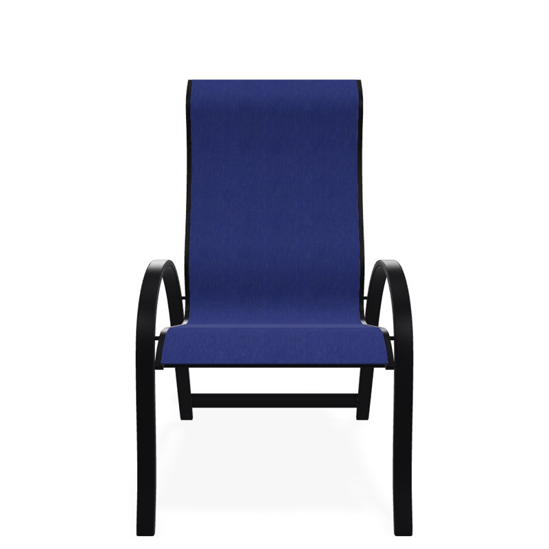 Chaise de patio empilable Hirotaka Supreme, Noir texturé, Atlantis bleu royal Sunbrella®