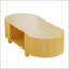 Table basse ovale cannelée avec rangement, bois d'hévéa massif, 1 tablette et 2 portes ouvertes pour les salons modernes