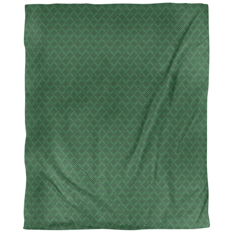 Tissu de labyrinthe carré, Noir / Vert, L 58 po x l 36 po, Faux lin