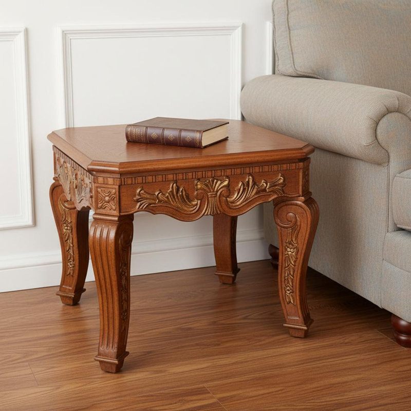 Table de bout carrée en bois de chêne 23 po, Bois de chêne