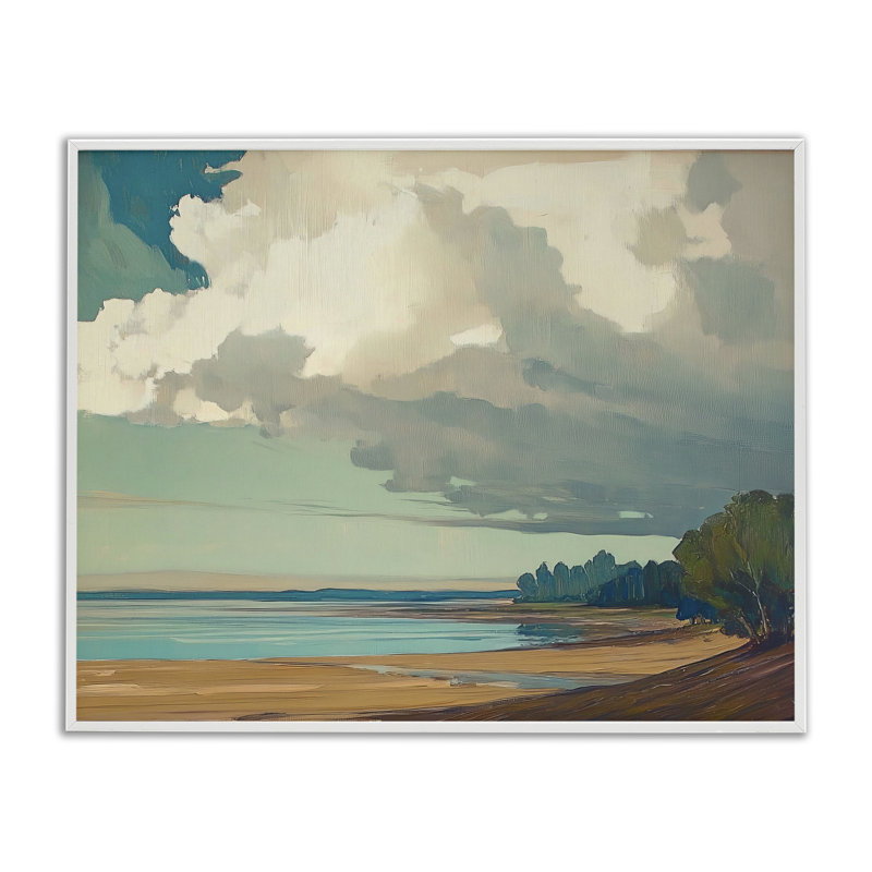 «Sunlit Clouds over Beach», estampe numérique encadrée, design par Elara Yasna, H 24 po x l 30 po