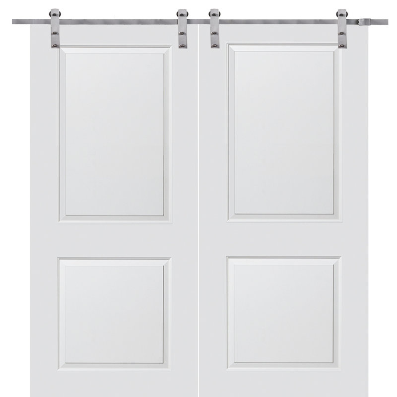 Porte de grange intérieure moulée en bois manufacturé lambrissé avec trousse de quincaillerie d'installation, 60 po x 80 po