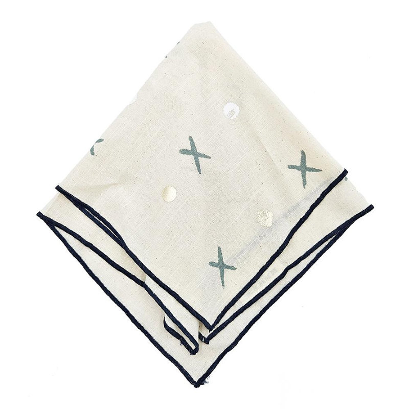 Gray and Blue Linen Napkins Set of 8 - 17 inch