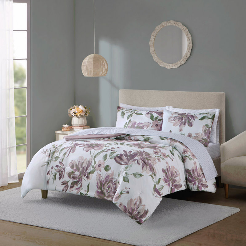 Queen Floral Comforter Set with Bed Sheets, Queen Comforter + 6 Additional Pieces