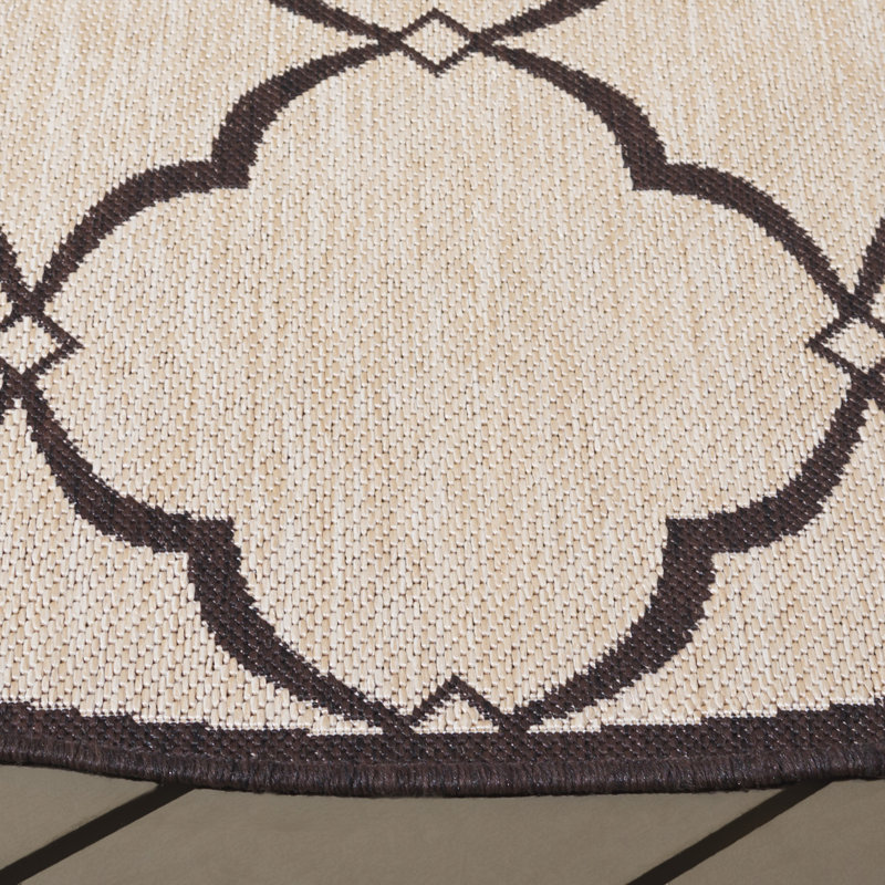 Tapis d'intérieur / extérieur à motif géométrique Adler, Rond 6 pi 7 po