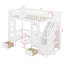 Lit superposé simple au dessus d'un lit simple avec table à langer, lit superposé se transformant en lit supérieur et bureau en duvet