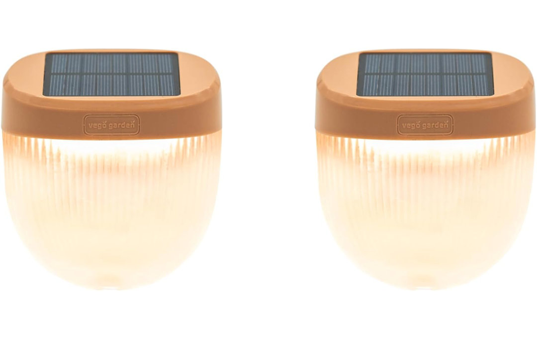 Add ons Rippled Outdoor Waterproof Solar Powered Integrated LED Deck Light Pack (Set of 2) Vego Garden Fixture 