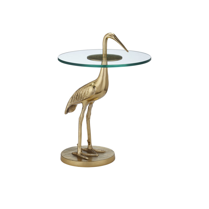 Crane Glass End Table, Gold