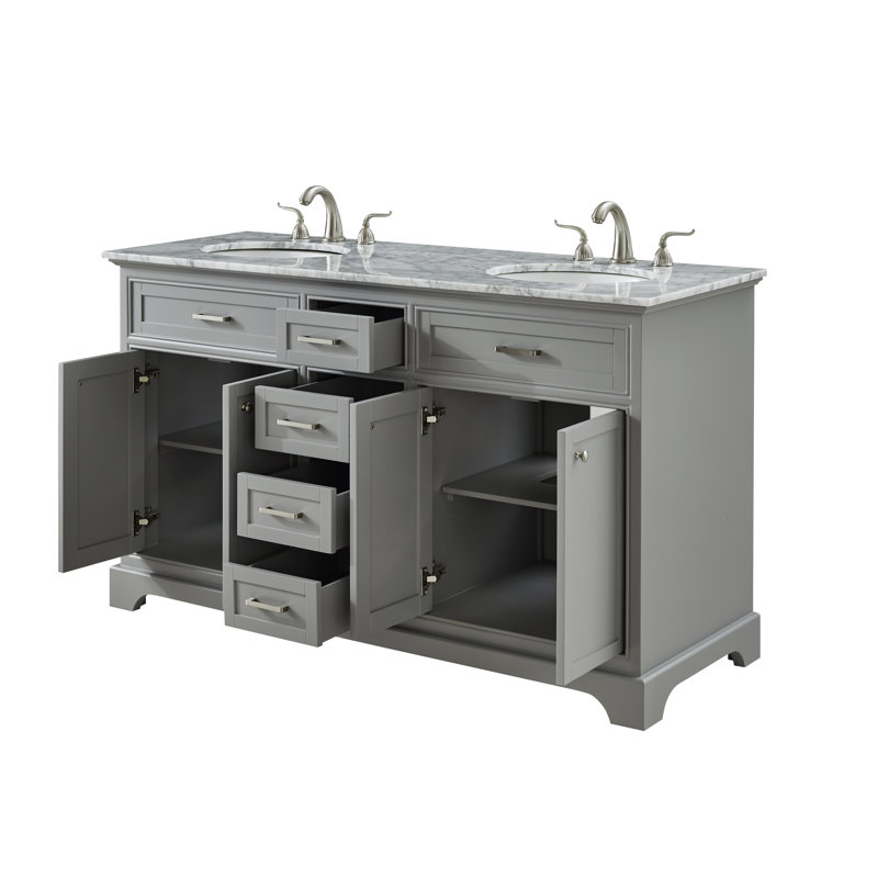 Ensemble de meuble-lavabo double 60 po Hermes, Gris clair