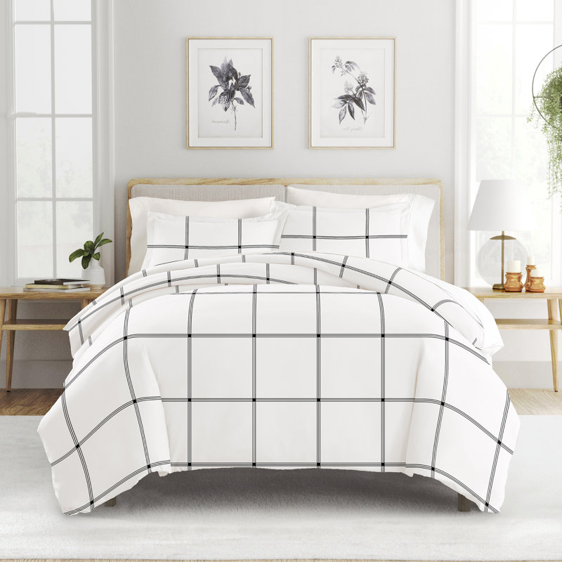Plaid Pattern Duvet Cover Set, Queen