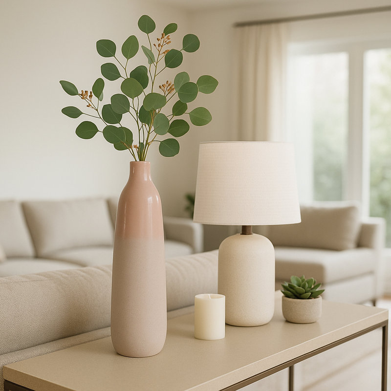 Vase moderne en grès et céramique au design contemporain épuré, H 22 po x l 6 po x P 6 po