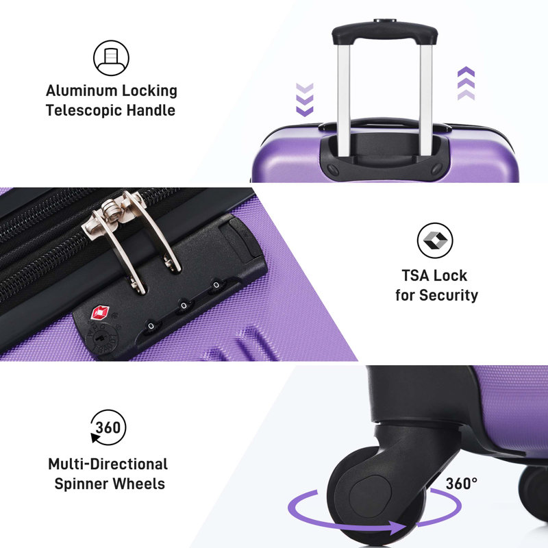 3 Piece Luggage Set Hardside Spinner Suitcase with TSA Lock 20" 24" 28" Available