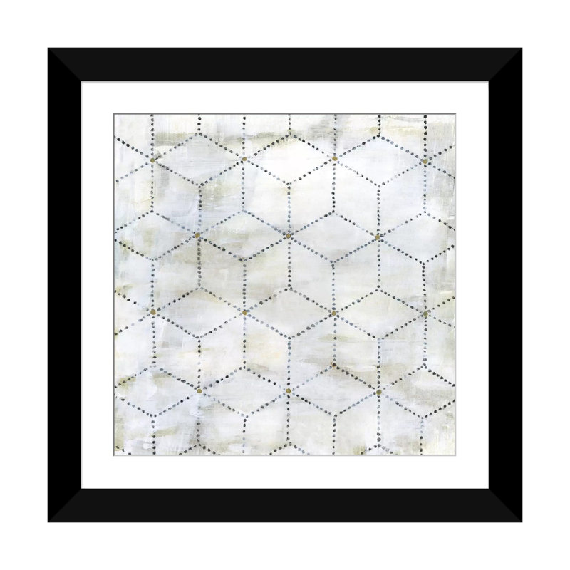 «Geometric VI», impression sur toile, H 24 po x l 24 po x P 1 po, Papier d'art encadré noir, Blanc