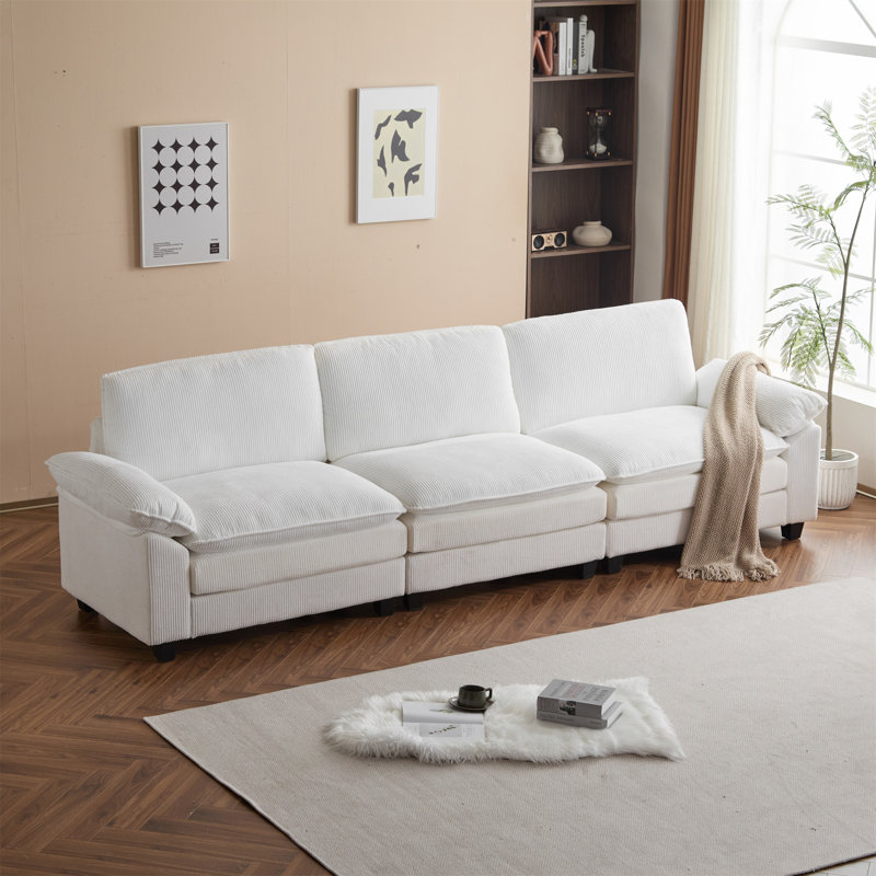 Canapé modulaire modulaire avec repose-pieds mobile, Tissu beige
