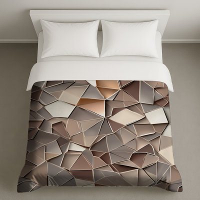 Housses de couette en mosaïque géométrique beige
