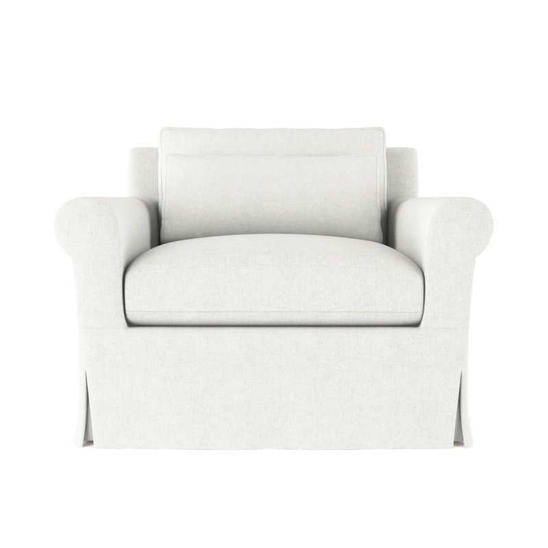 Transitional Chair, 34" H x 40" W x 42" D, Plush Velvet Blanc, Natural