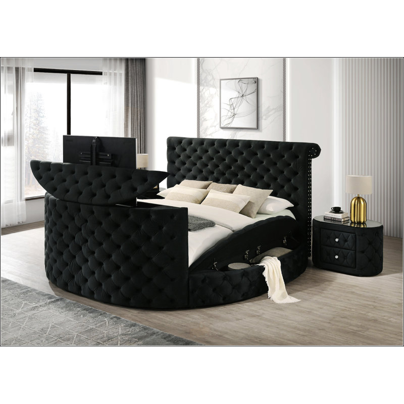 Luxurious Queen Size Bed, Black, Queen
