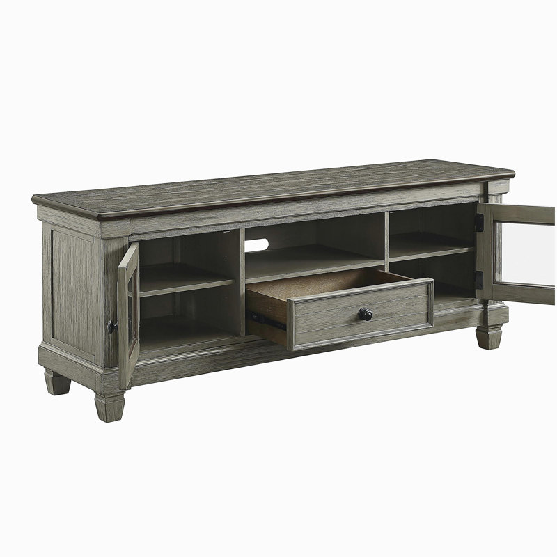 1 meuble de salon en bois avec tiroirs, café et meuble télé gris rétro, Gris antique / café