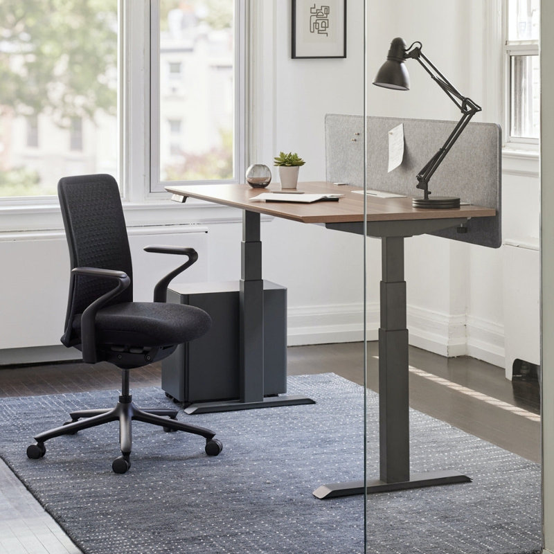 Standing Desk, 52" H x 48" W x 30" D, Walnut, Charcoal