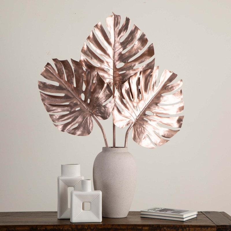 41in. Artificial Rose Gold Monstera Stems, Set of 3