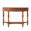 Console demi-lune en bois massif avec tiroir et tablette, table d'entrée incurvée à cannelures vintage pour vestibule de couloir, canapé à espace étroit avec pieds sculptés à colonne romaine, brun rustique-988604630