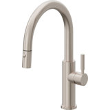 Corsano Contemporary Pull Down Kitchen Faucet with Button Sprayer Low Arc Spout and ST Series Handle