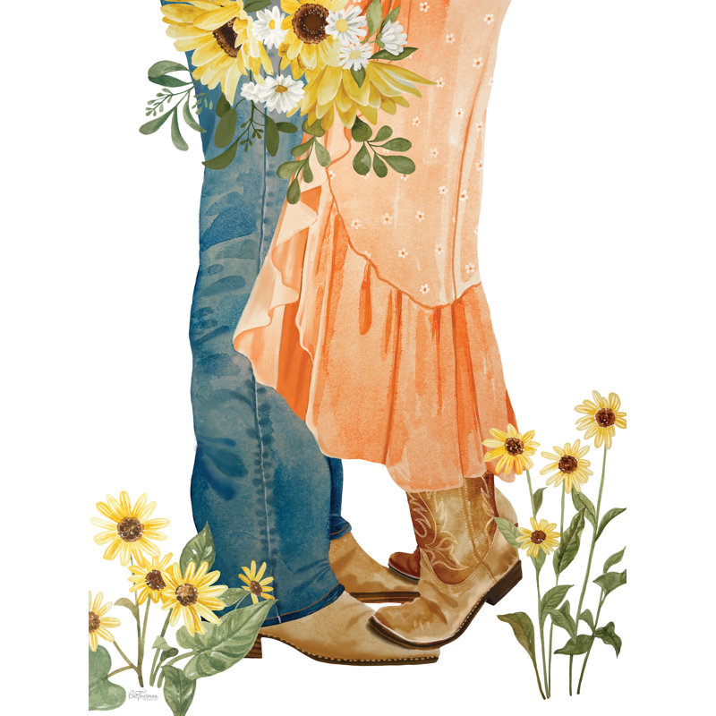 Bouquet de tournesol surprise par Cat Thurman Designs, Papier avec cadre photo en érable, Blanc, H 16 po x l 12 po