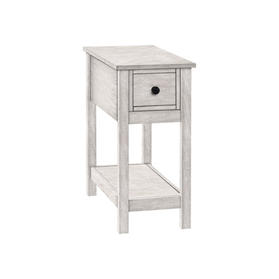 Grey Veneer Accent Table With Storage Shelf And Space Saving Design Wash Organizing Function