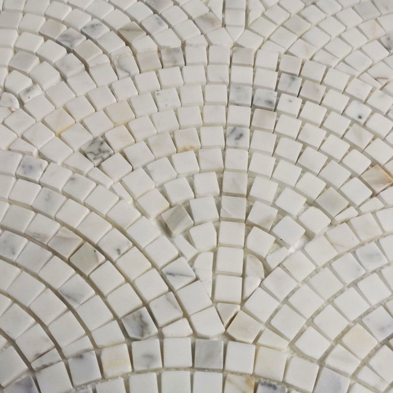 13 in. x 7 in. Marble Tile, Gray/White