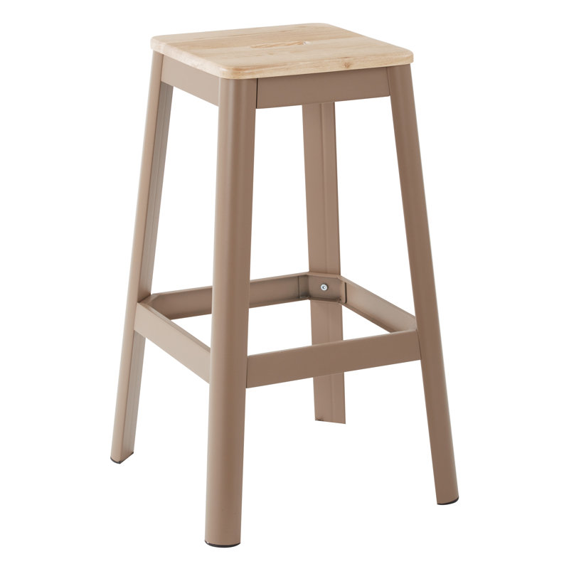Tabouret de comptoir bar & Achilles, Blanc, Bois clair, Tabouret de bar (siège d'une hauteur de 29,5 po)