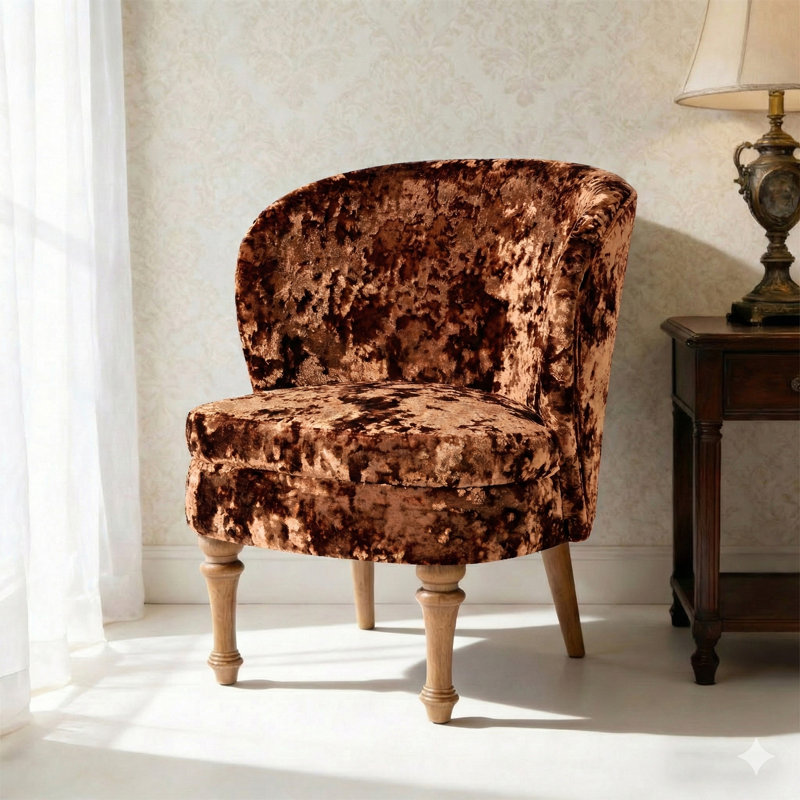 Fauteuil d'appoint à oreilles 26 po en velours vintage pour salon, Orange