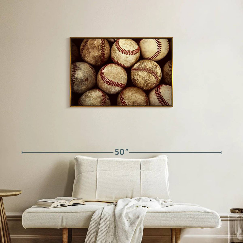 Balles de baseball, Cadre flottant doré, 31 po x 21 po