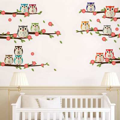 Décalcomanie murale hibou 13 pièces de chambre d’enfant
