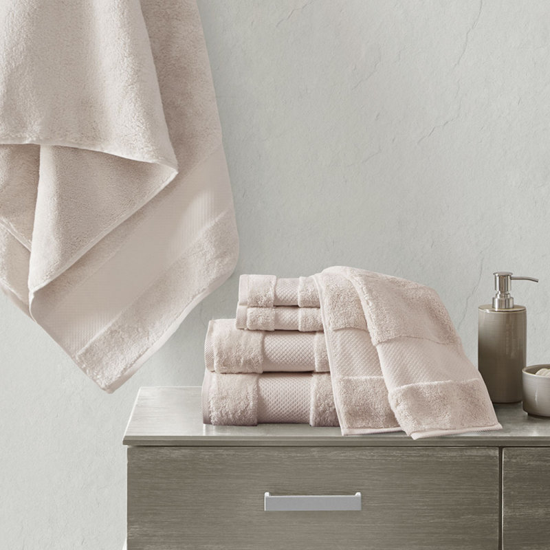 Cotton 6 Piece Bath Towel Set, Blush