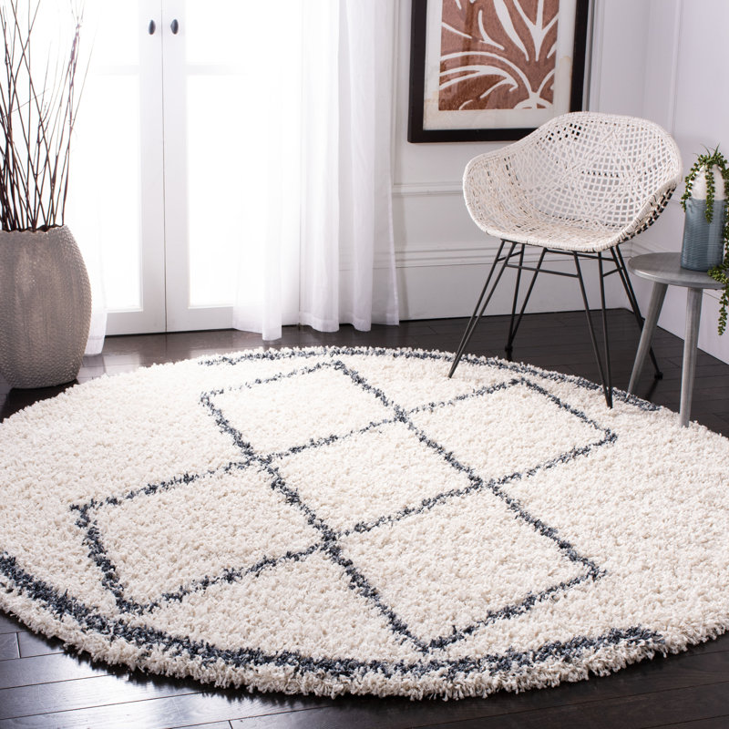 Casserly Pro Lux Shag 400 Performance Geometric Rug, Round 6'7"