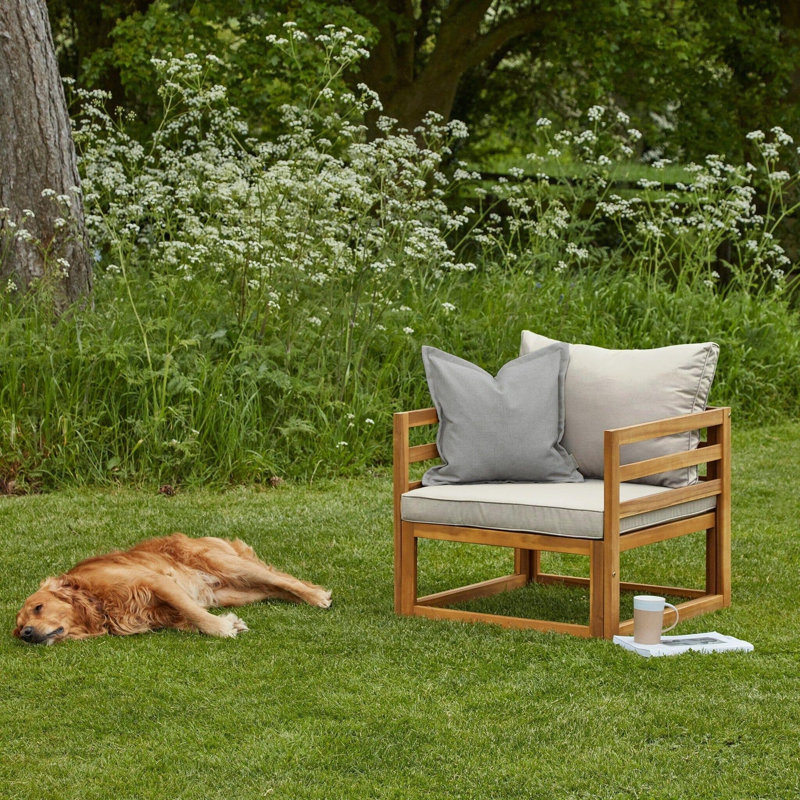 Rimasha Outdoor Lounge Chair, Natural & Natural Acacia