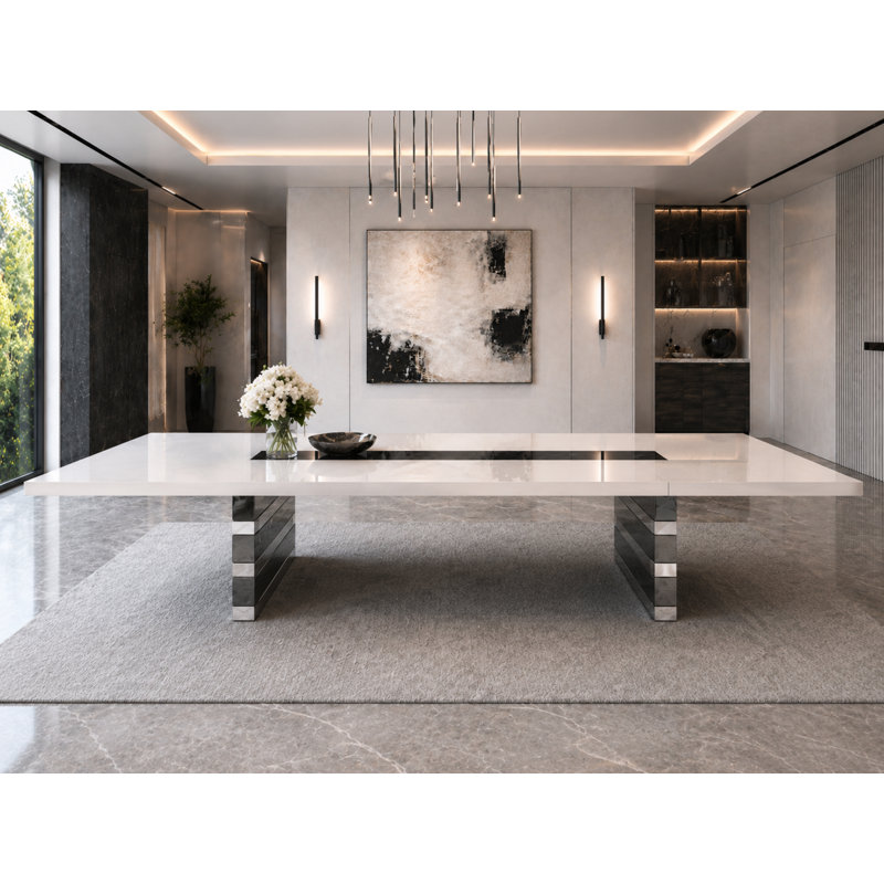 Mera White Lacquer Extendable Dining Table