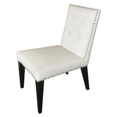 Chaise d'appoint en cuir crème Vianet
