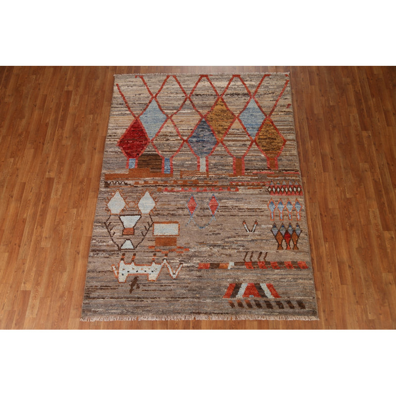 Tapis géométrique marocain fait à la main 6 x 8